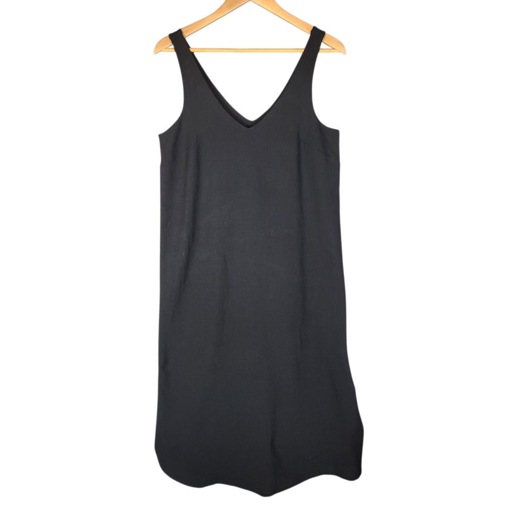 Lululemon V-Neck Midi Dress Size 6 Black‎ Sleeveless Side Slit